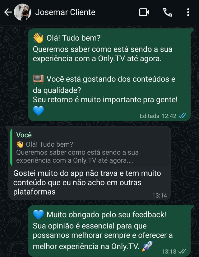 Conversa real com Josemar no WhatsApp