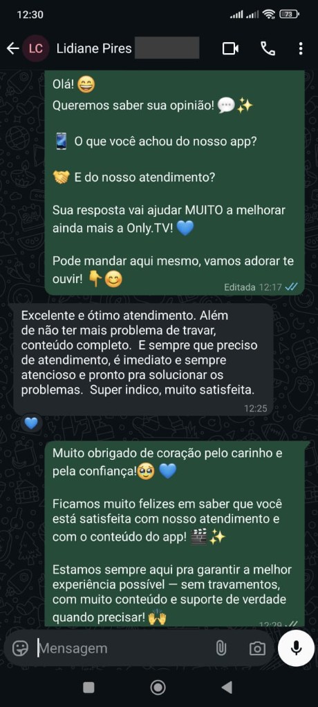 Conversa real com Lidiane Pires no WhatsApp