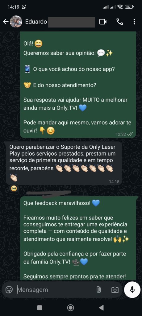Conversa real com Eduardo no WhatsApp